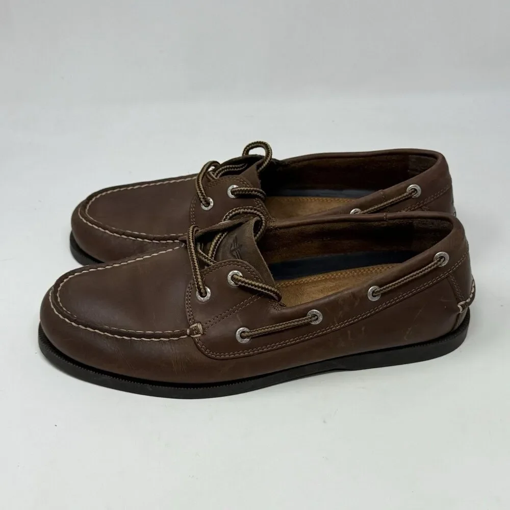 Dockers Vargas Boat Shoes Mens 10 M Brown Leather 2 Eye Casual Preppy Moccasins